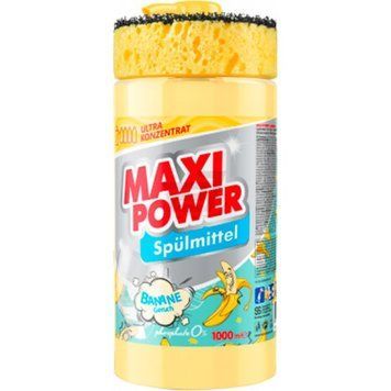 MAXI POWER Засіб для миття посуду Банан з губкою 1 л 672 фото