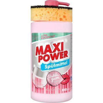 MAXI POWER Засіб для миття посуду Бабл гам з губкою 1 л 673 фото